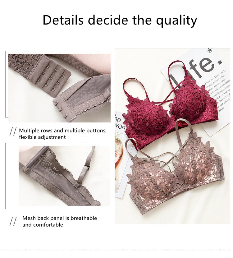 BH-Set 2025: Sexy Spitzen-BH Damen Unterwäsche-Set Ohne Bügel Push Up Bralette - Nahtlos Atmungsaktiv Spitze Lingerie Schlaf-Unterwäsche