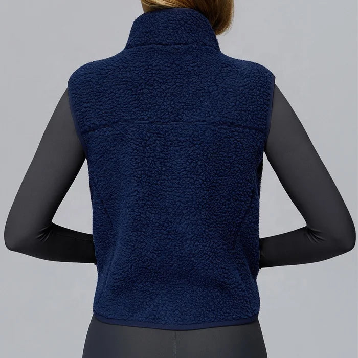Vestă din fleece VYNTRA cu guler ridicat - fermoar, buzunare