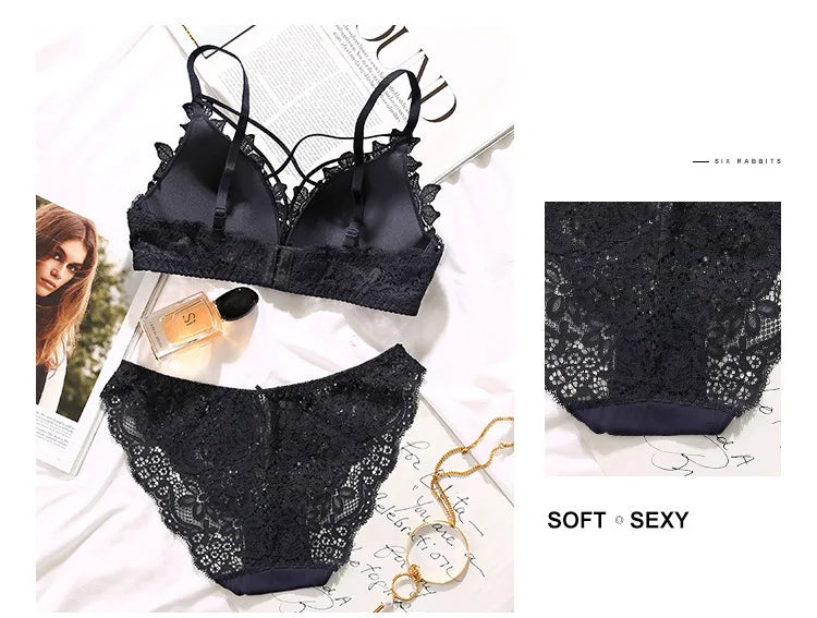 BH-Set 2025: Sexy Spitzen-BH Damen Unterwäsche-Set Ohne Bügel Push Up Bralette - Nahtlos Atmungsaktiv Spitze Lingerie Schlaf-Unterwäsche