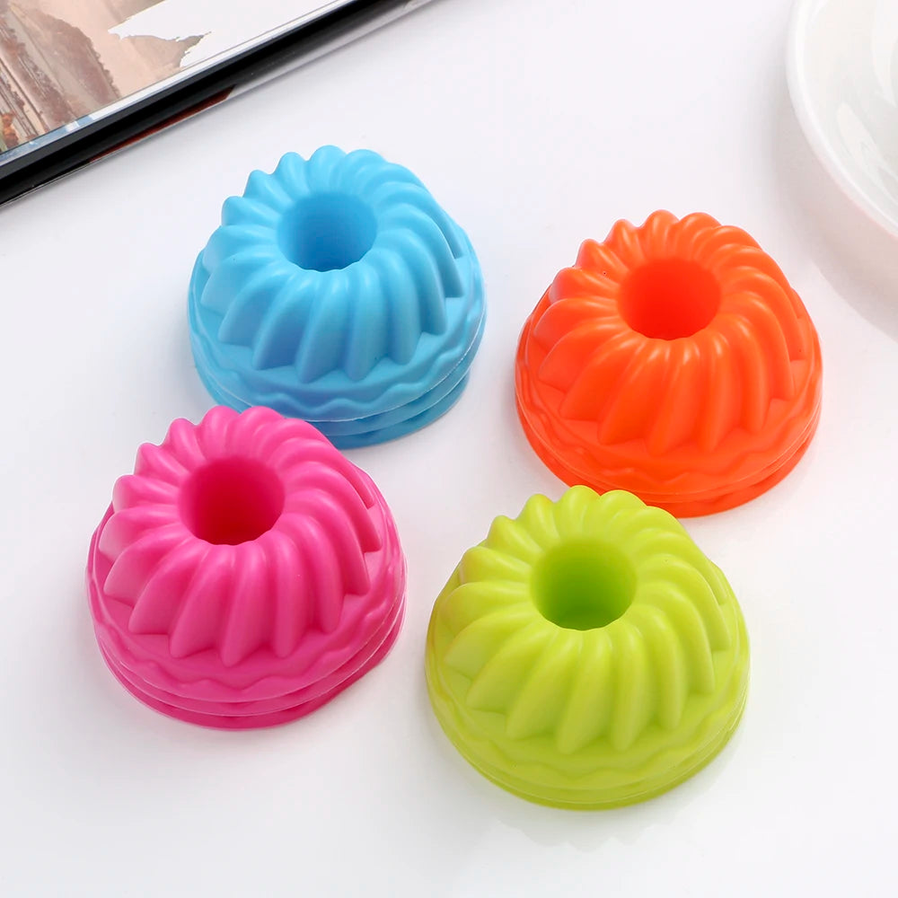 HILIFE Silicone Pudding Cupcake Muffin Donut Mold Non-Stick Baking Jelly Mould 12pcs/set Thread Shape