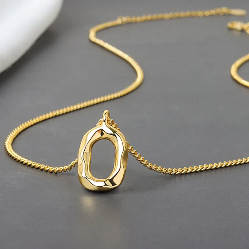 Colier cu pandantiv geometric, elegant, rotund, de culoare aurie, din argint, elegant, bijuterii fine pentru femei, nuntă, petrecere, Bijoux