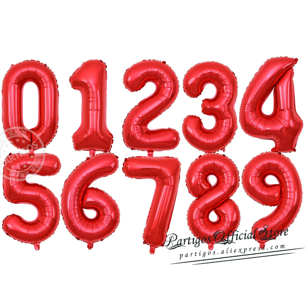 PartyPro Roségold Zahlenballons - Set 10 Stück 16 30 40Zoll