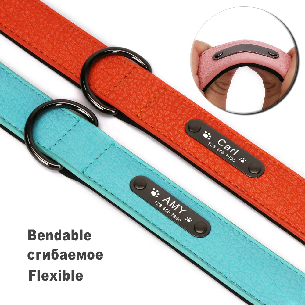 Anpassen Luxus Große Kleine Big Hund Halsband Leder Personalisiert, Breit Leder Personalisiert Halsband für Hunde Name Graviert