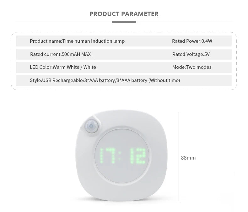 Smart-Wanduhr 2025: LED-Night-Light Motion-Sensor - USB Rechargeable Collection