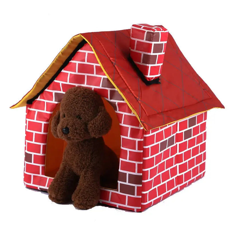 Katze Welpe Home Tragbar 2025 - Rote Ziegel Haustier Hunde Haus - Warm Gemütlich Katzen Bett Hunde Zwinger Abnehmbar Travel House