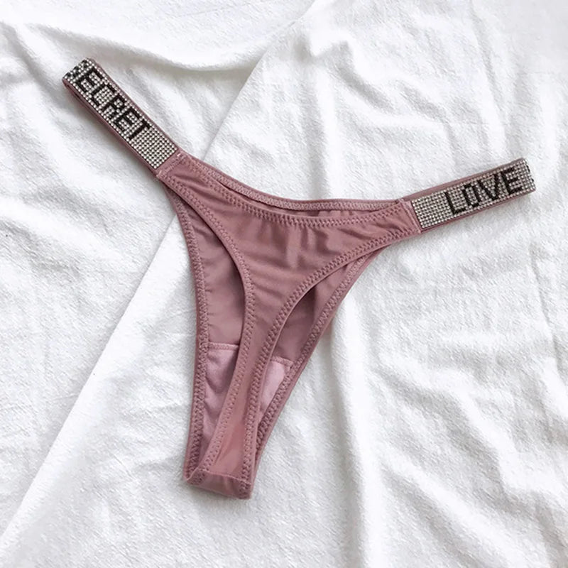 ZQTWTC Damen String 2025 - Tief sitzende Panties mit Strass-Details S-XL