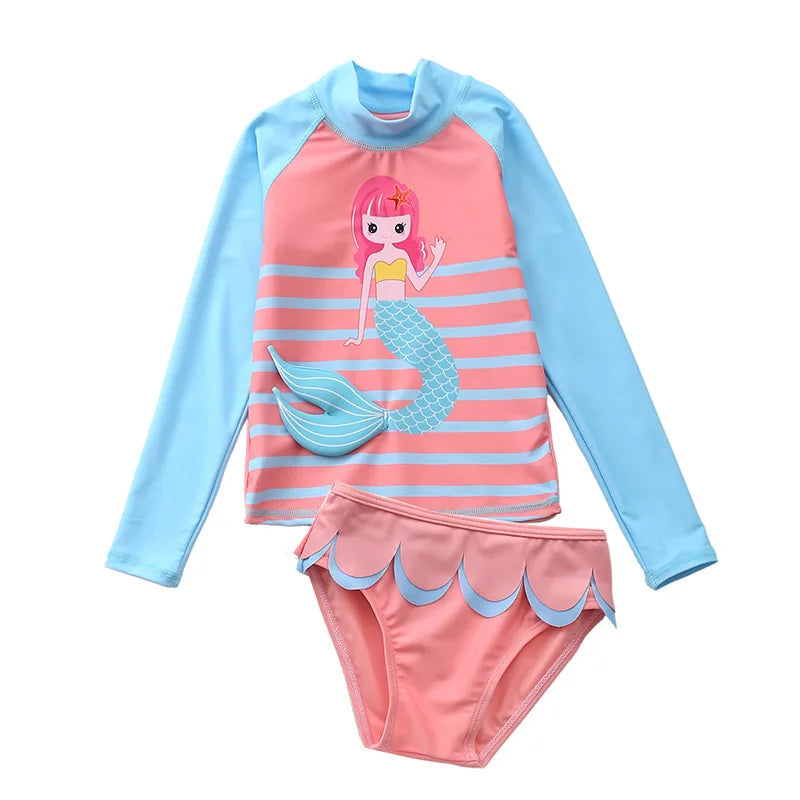Kinder-Badeanzug 2025: KLEINE KINDER Einhorn Rash Guards Langarm - Zweiteilige Kinder Schwimmkleidung Strand Baby Mädchen UV-Schutz
