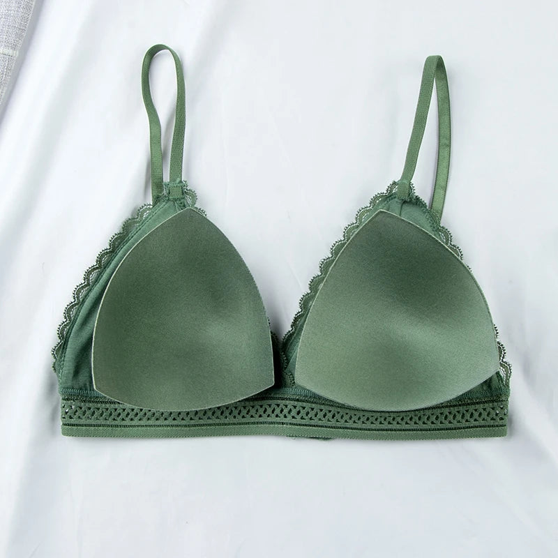 MIMICOO Damen BH 2025 - Elegante Spitzen-Bralette Push-Up bügellos mit herausnehmbaren Pads
