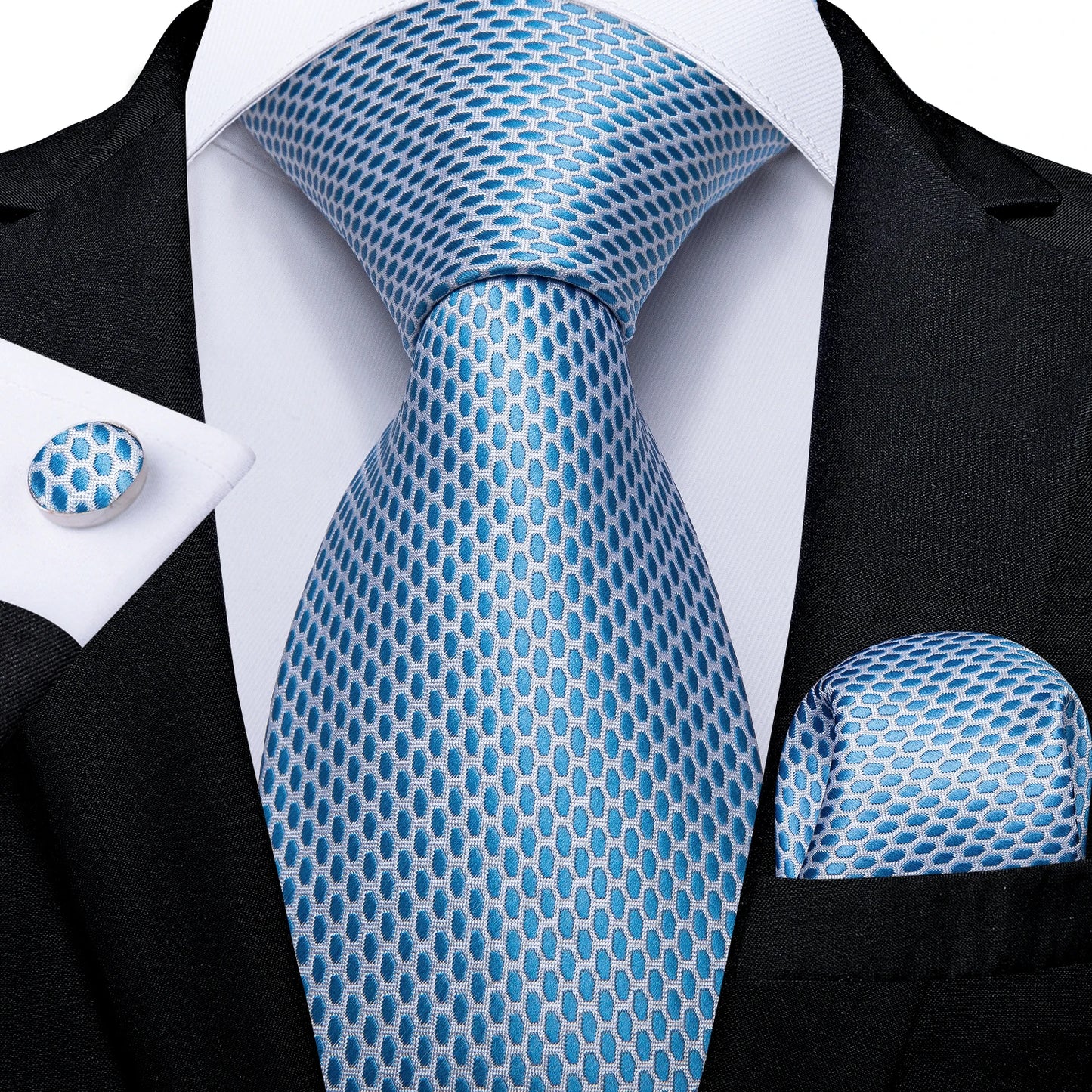 Purple Plaid Dot Men's Ties Pocket Square Cufflinks Business Wedding Accessoires Neck Tie Gift For Men Cravat Silk Tie DiBanGu