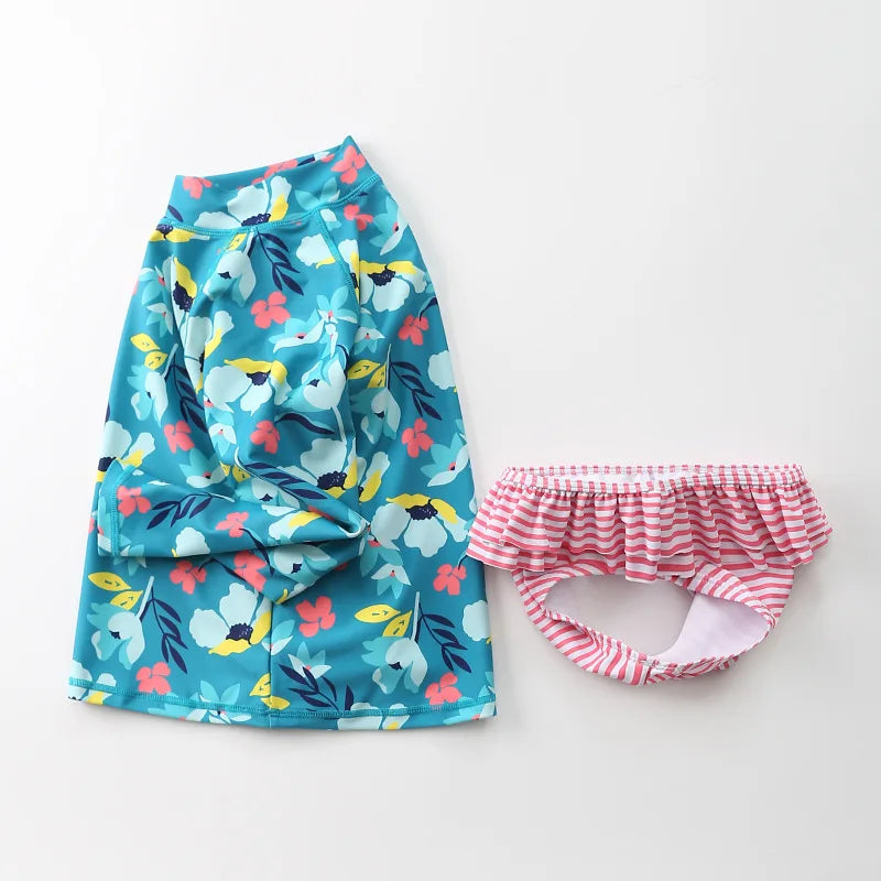 Kinder-Badeanzug 2025: KLEINE KINDER Einhorn Rash Guards Langarm - Zweiteilige Kinder Schwimmkleidung Strand Baby Mädchen UV-Schutz