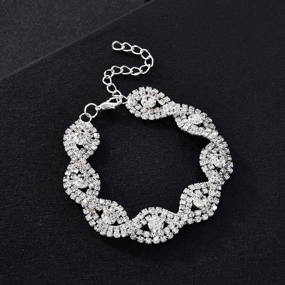Elegant Deluxe Strass Kristall Armband Bangle Für Frauen Mode Charm Armbänder Trendy Schmuck Mädchen Geschenk