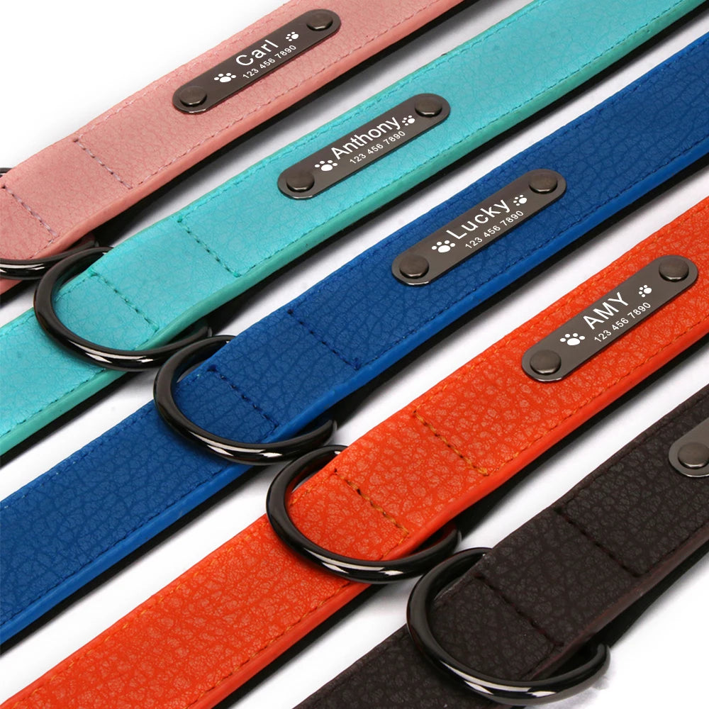 Anpassen Luxus Große Kleine Big Hund Halsband Leder Personalisiert, Breit Leder Personalisiert Halsband für Hunde Name Graviert