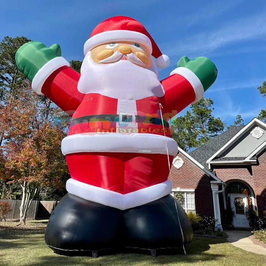 Outdoor Giant Santa Claus Inflatable Christmas Decoration with Blower and Balloon Waterproof & Weather Resistant