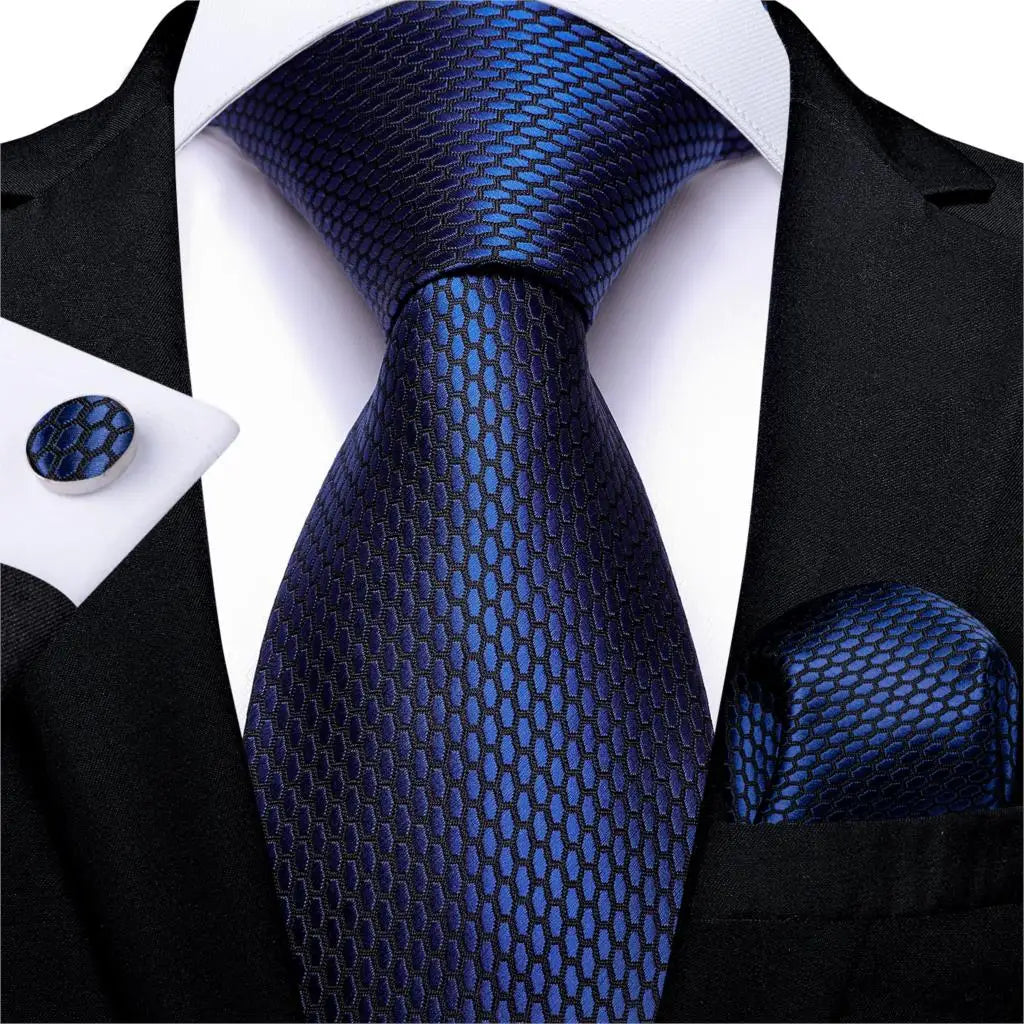 Purple Plaid Dot Men's Ties Pocket Square Cufflinks Business Wedding Accessoires Neck Tie Gift For Men Cravat Silk Tie DiBanGu