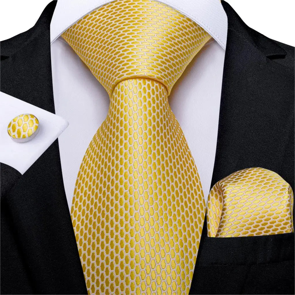 Purple Plaid Dot Men's Ties Pocket Square Cufflinks Business Wedding Accessoires Neck Tie Gift For Men Cravat Silk Tie DiBanGu