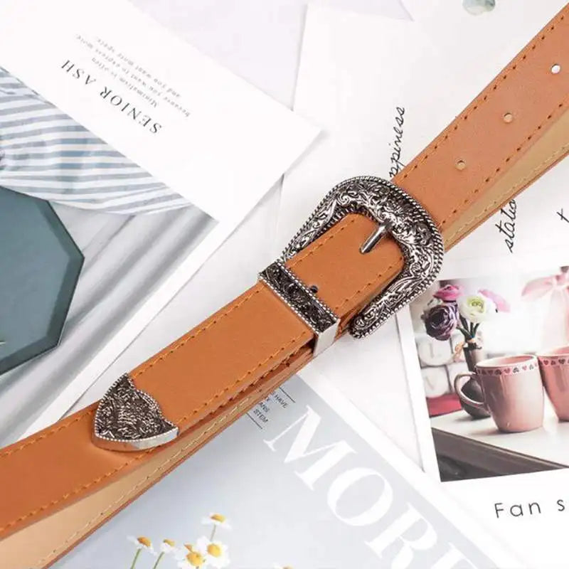 Schwarzer Leder Gürtel Frauen Metall Herz Schnalle Taille Gürtel Vintage Western Geschnitzt Jeans Damen Gürtel Hemden Taillenbund Cinturon Mujer