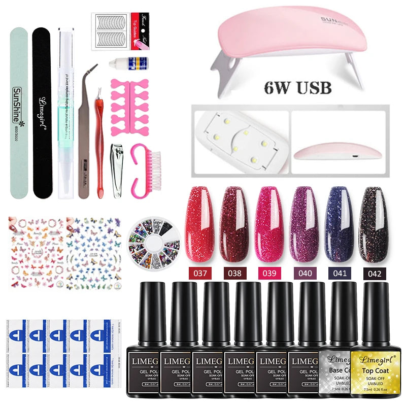 Manicures Set UV LED Lamp Dryer With 12/6 pcs Nail Set Gel Polish Kit Soak Off Manicure Tools Set electric Nail drill Nail Tools