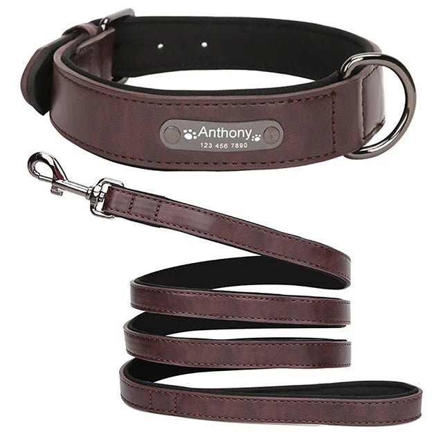 Anpassen Luxus Große Kleine Big Hund Halsband Leder Personalisiert, Breit Leder Personalisiert Halsband für Hunde Name Graviert