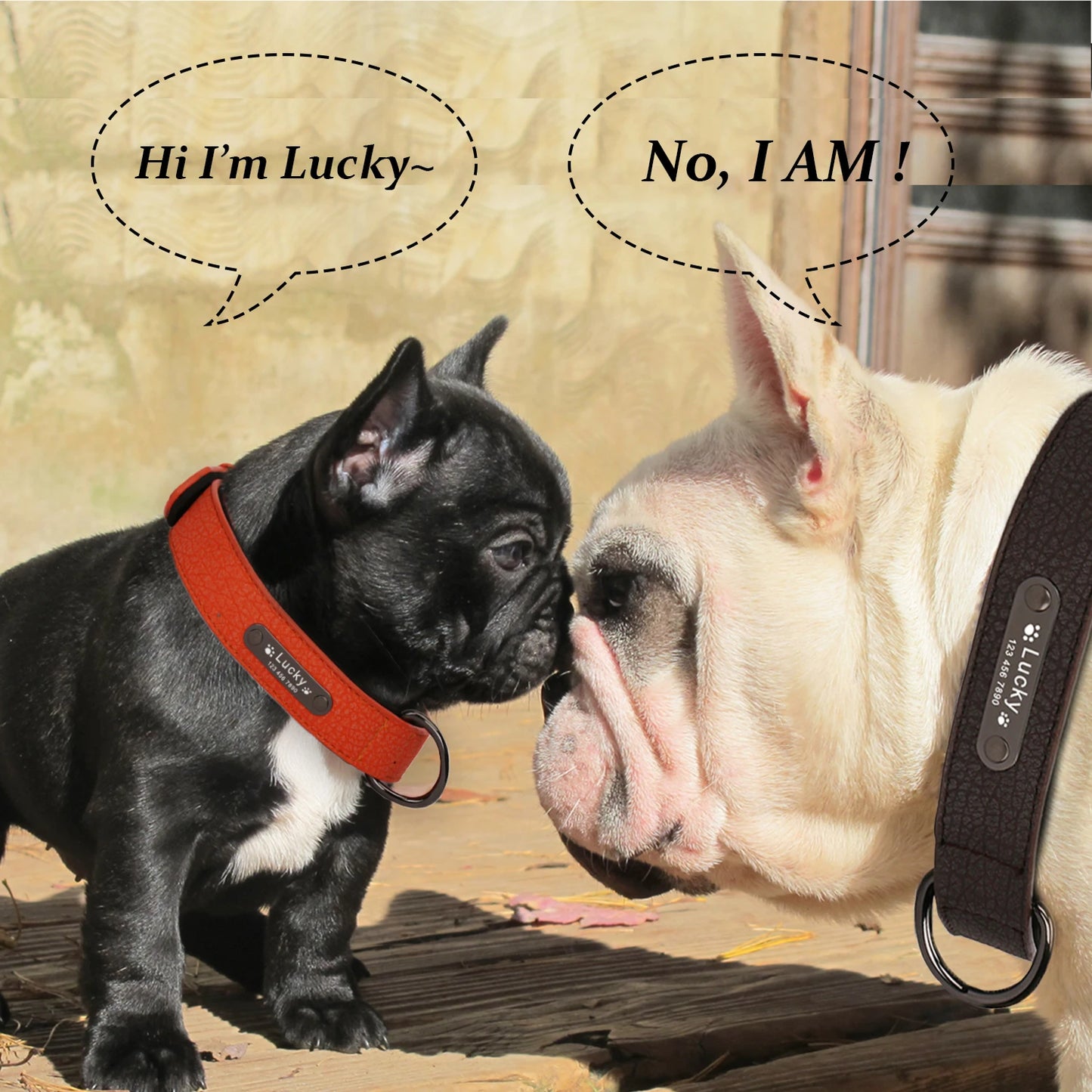 Anpassen Luxus Große Kleine Big Hund Halsband Leder Personalisiert, Breit Leder Personalisiert Halsband für Hunde Name Graviert