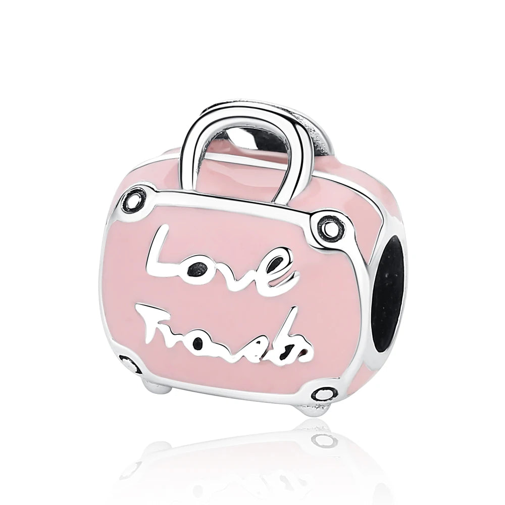 Originale 925 Sterling Silber Charms Liebe Reise London Bus Koffer Paris Perlen passen für Pan Armbänder Halsketten Frauen DIY Schmuck