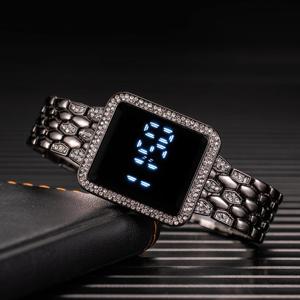 Damen Uhr 2025 Top Luxus Strass Rosegold Armbanduhr Für Frauen Mode Stahl Damen Armbanduhren Elektronisch Uhr