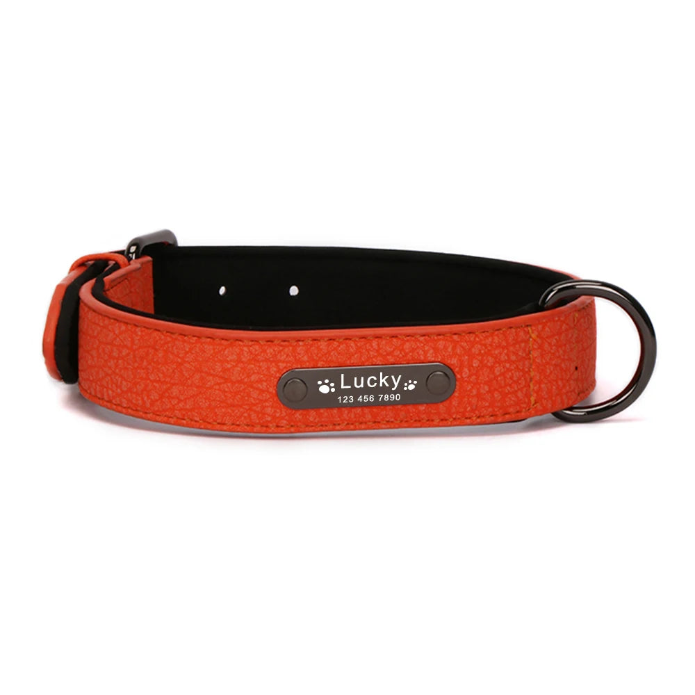 Anpassen Luxus Große Kleine Big Hund Halsband Leder Personalisiert, Breit Leder Personalisiert Halsband für Hunde Name Graviert