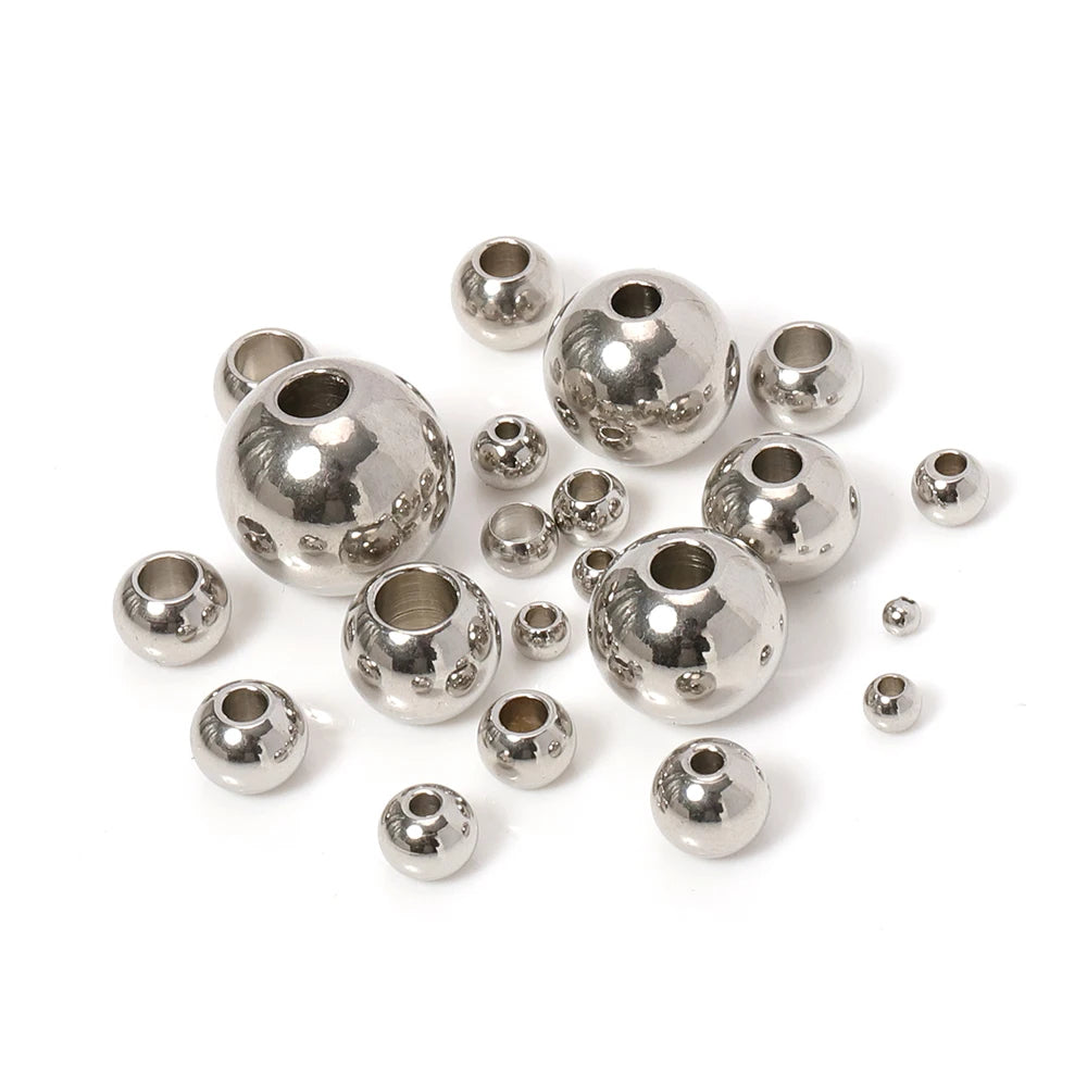 PerlenPro 3-10mm Edelstahlperlen - 100 Stk Loch1,2-5mm