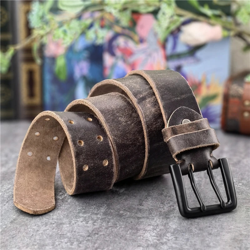 Herren Ledergürtel 2025 - Super Wide 4.2CM Luxury Thick Genuine Leather Double Buckle