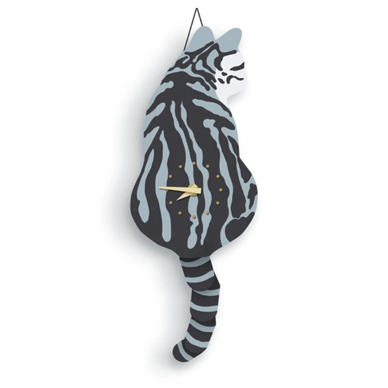 Creative Wall Clock Naughty Cat Wag Tail Clocks Quiet Swinging Clock for Home Bedroom Living Room Decoration Kid Room Decor Tail