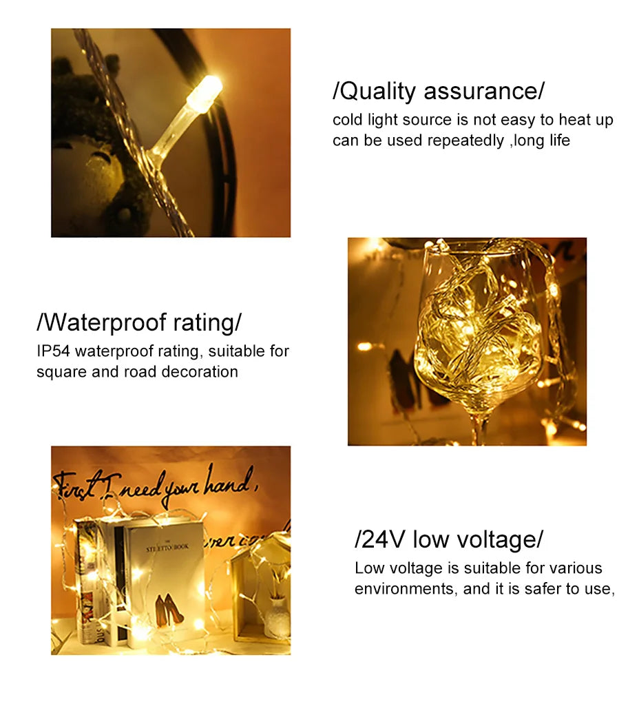 Foroureyes LED Lichterkette Wasserdicht 24V - Länge 100m, >200 LEDs