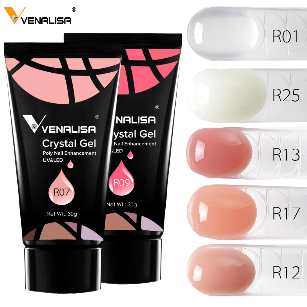 VENALISA Poly LED UV Gel Kit New Professional Nail Art UV LED 30g Manicure Nail Files Transparent Nail Tips Crystal Jelly Gel