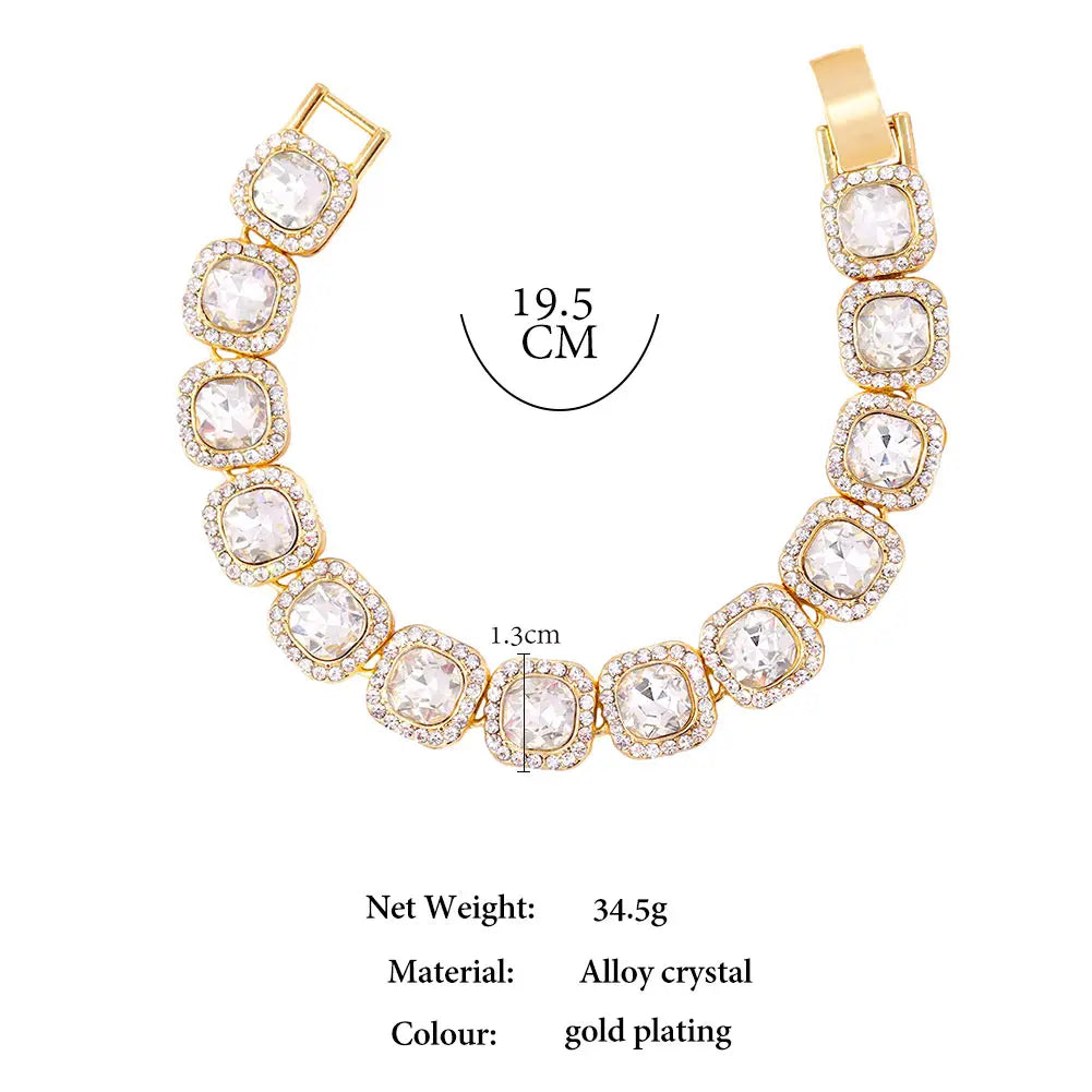 Luxus Voll Strass Große Tennis Kette Armbänder 2025 - Frauen Männer Fashion Bling - Iced Out Quadrat Kristall Armband Hand Schmuck Premium