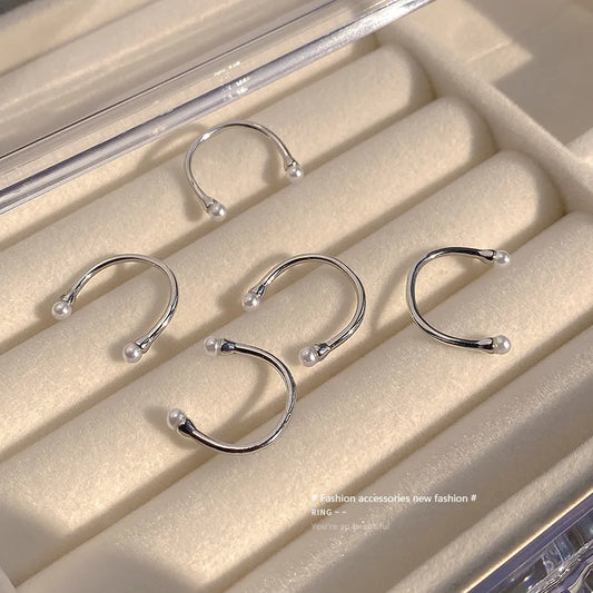 Set de inele cu perle Ojo Yeria cu deschidere - 5 buc. Geometric, mărimea M