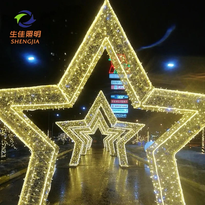Hot Sale New Year's Day Christmas Wedding Party Outdoor Indoor IP65 Waterproof Energy Saving 3D LED Multi-color Huge Star Motif