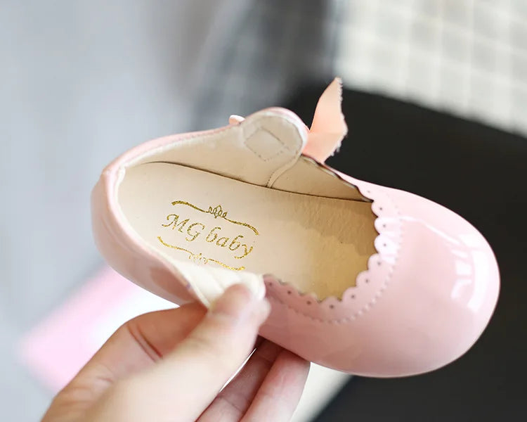 Baby Prinzessin Mädchen Schuhe 2025 - Frühling Herbst Süße Schleife Lackleder - Tanzschuhe Erste Laufschuhe Kinder