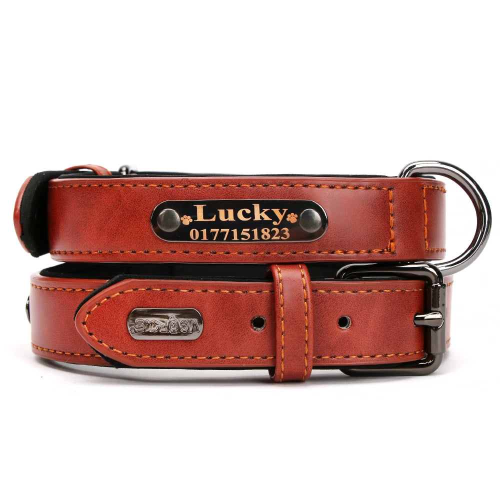 Anpassen Luxus Große Kleine Big Hund Halsband Leder Personalisiert, Breit Leder Personalisiert Halsband für Hunde Name Graviert