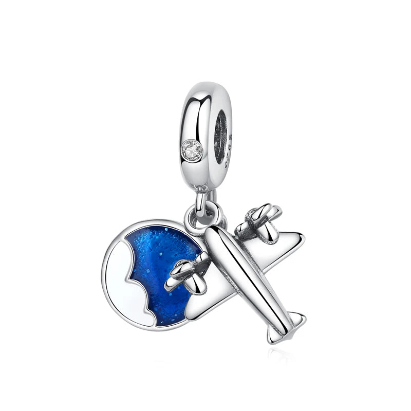 Originale 925 Sterling Silber Charms Liebe Reise London Bus Koffer Paris Perlen passen für Pan Armbänder Halsketten Frauen DIY Schmuck