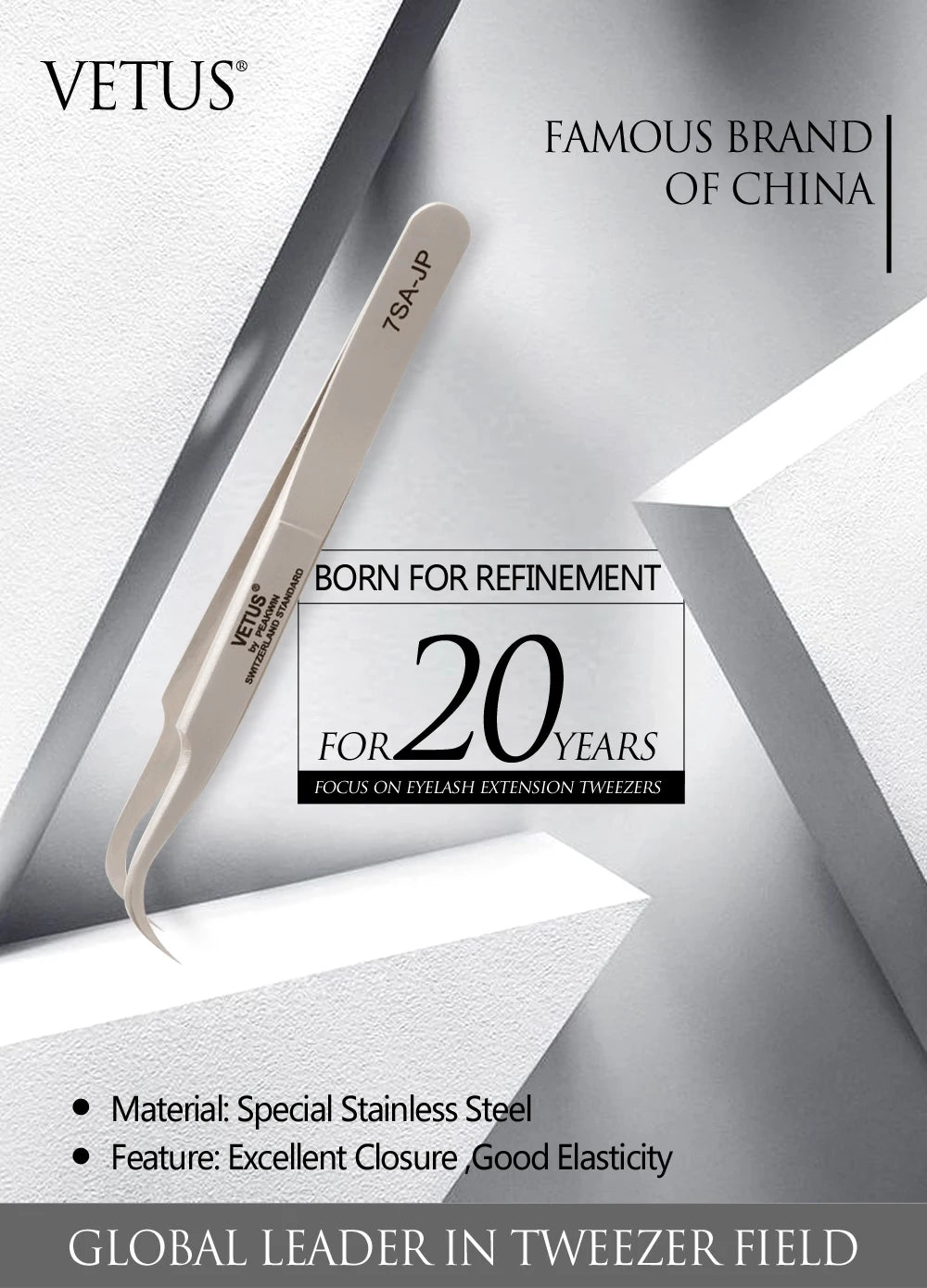 Makeup Professional Eyelash Tweezers 3D Volume Eyelash Extension Tweezer Fan Lash Eyebrow Tweezers VETUS Excellent Closure