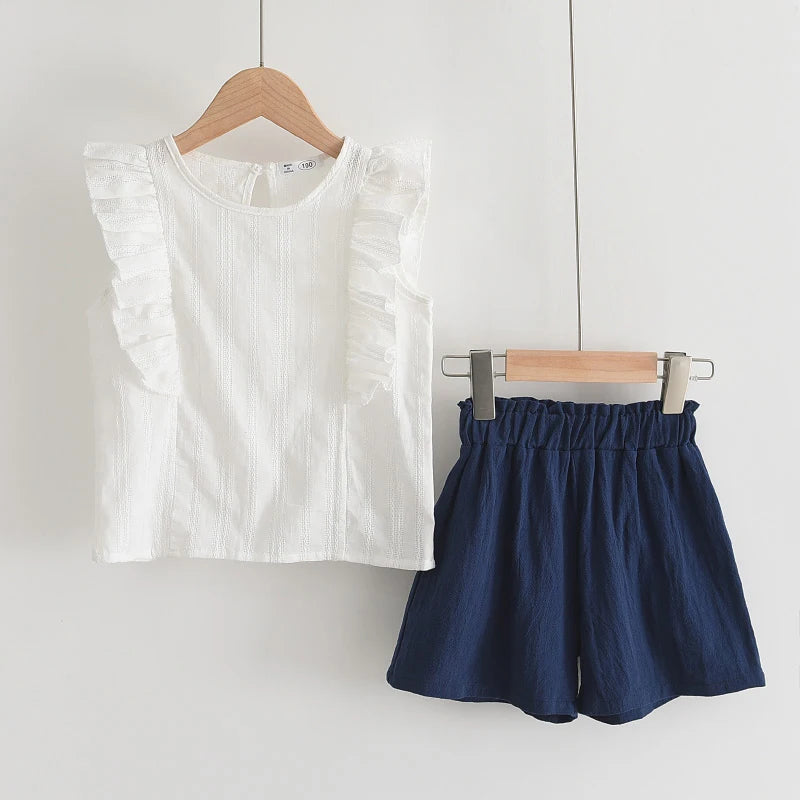 Bear Leader Neuer Sommer Casual Kinder Sets Chiffon Blumen Blau T-Shirt Hosen Mädchen Kleidung Sets Kinder Sommer Set für 3-7 Jahre