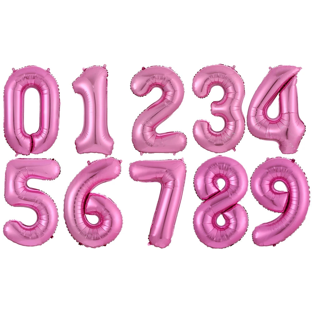 PartyPro Roségold Zahlenballons - Set 10 Stück 16 30 40Zoll
