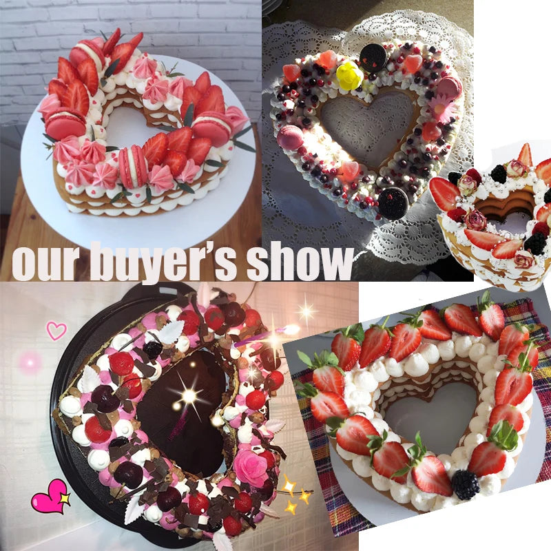 Heart Shape Cake Mold PET Plastic Cake Decorating Tools Confeitaria Maker Useful Baking Accessories 6/8/10/12/14inch