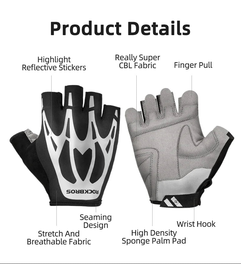 ROCKBROS Radfahrrhandschuhe Halbfinger Schockresistent Abriebfest Atmungsaktiv MTB Straßenfahrrad Handschuhe Männer Frauen Sportfahrrad Ausrüstung