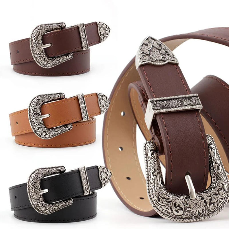 Schwarzer Leder Gürtel Frauen Metall Herz Schnalle Taille Gürtel Vintage Western Geschnitzt Jeans Damen Gürtel Hemden Taillenbund Cinturon Mujer