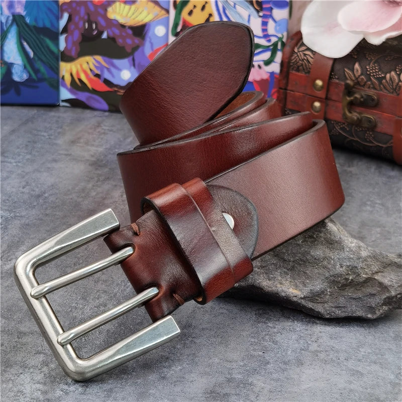 Herren Ledergürtel 2025 - Super Wide 4.2CM Luxury Thick Genuine Leather Double Buckle