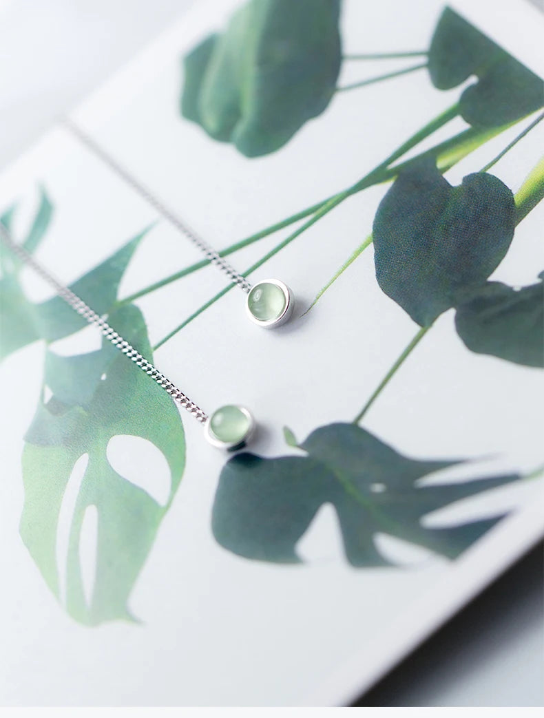 Modian Fashion Green Opal Long Chain Tassel Earring for Women Genuine 925 Sterling Silver Drop Earring Fine Jewelry 2020 New