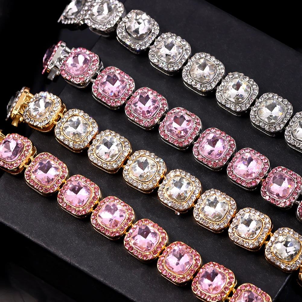 Luxus Voll Strass Große Tennis Kette Armbänder 2025 - Frauen Männer Fashion Bling - Iced Out Quadrat Kristall Armband Hand Schmuck Premium