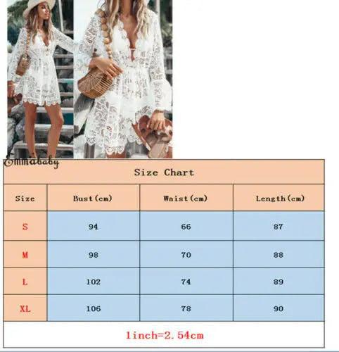 Marina V-Ausschnitt Spitzen Cover-Up - Spitze S M L Strand