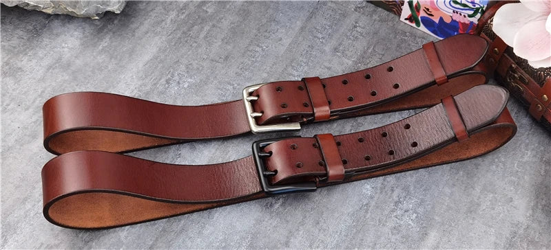 Herren Ledergürtel 2025 - Super Wide 4.2CM Luxury Thick Genuine Leather Double Buckle
