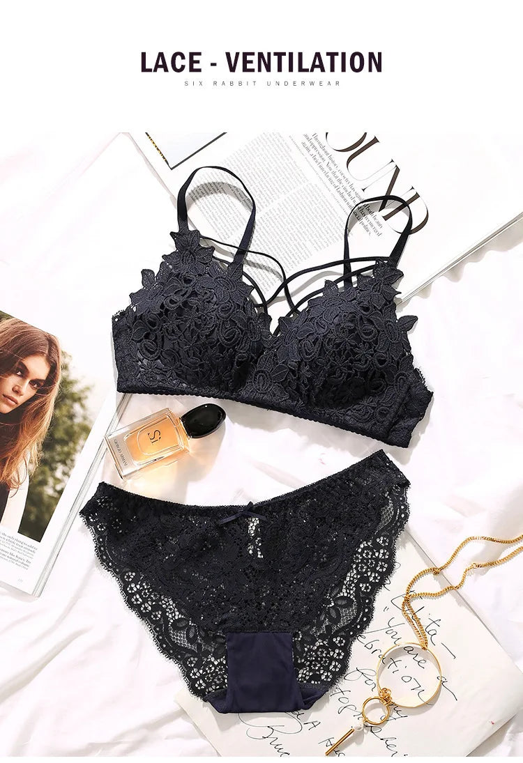 BH-Set 2025: Sexy Spitzen-BH Damen Unterwäsche-Set Ohne Bügel Push Up Bralette - Nahtlos Atmungsaktiv Spitze Lingerie Schlaf-Unterwäsche