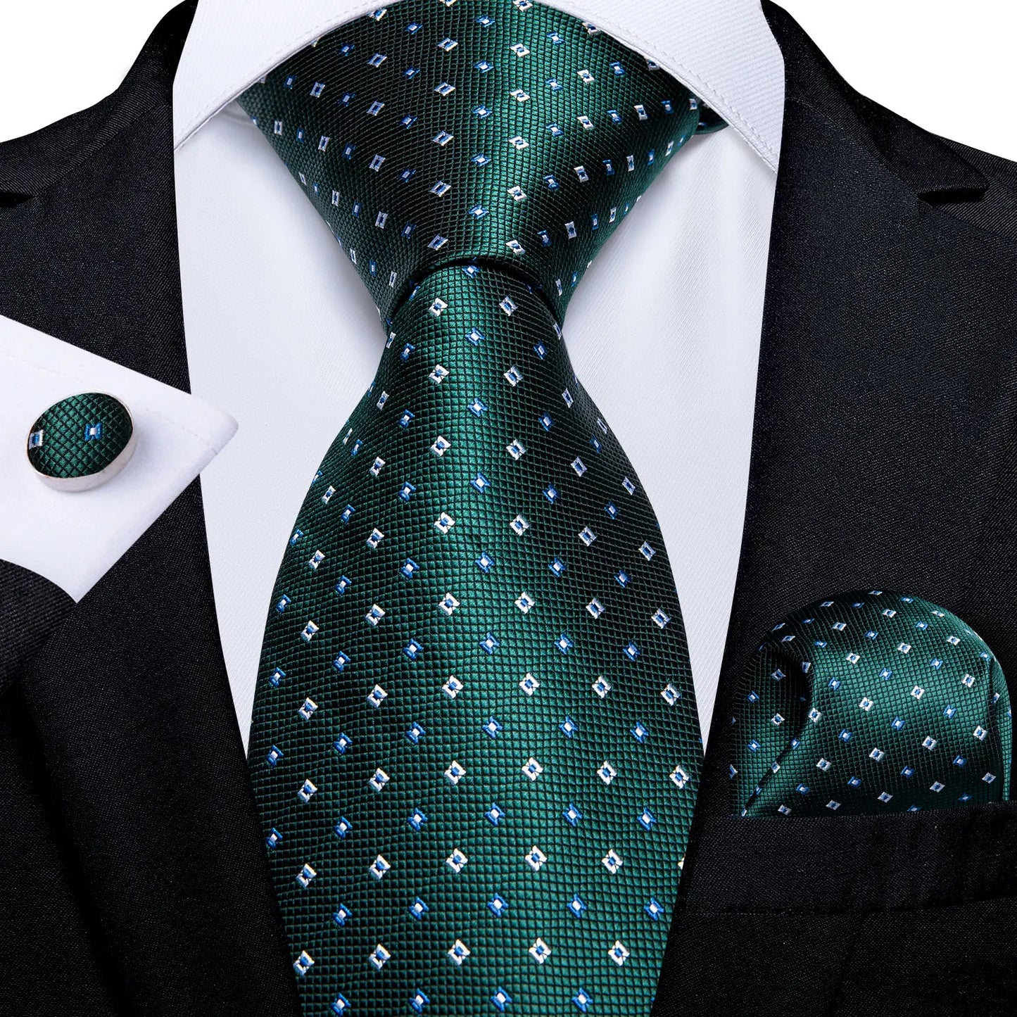 Purple Plaid Dot Men's Ties Pocket Square Cufflinks Business Wedding Accessoires Neck Tie Gift For Men Cravat Silk Tie DiBanGu